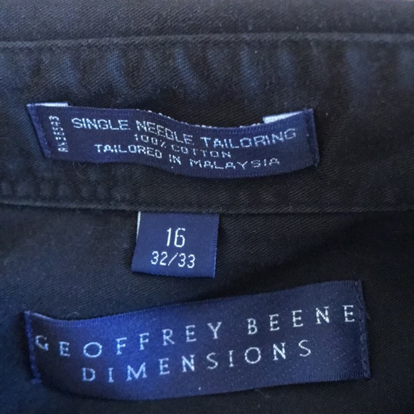 Geoffrey Beene size 16 32/33 black button down collar shirt long sleeved - Picture 2 of 7